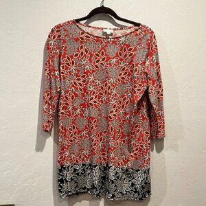 J Jill Top Womens Size Med Pink/Black 1/2 Sleeve